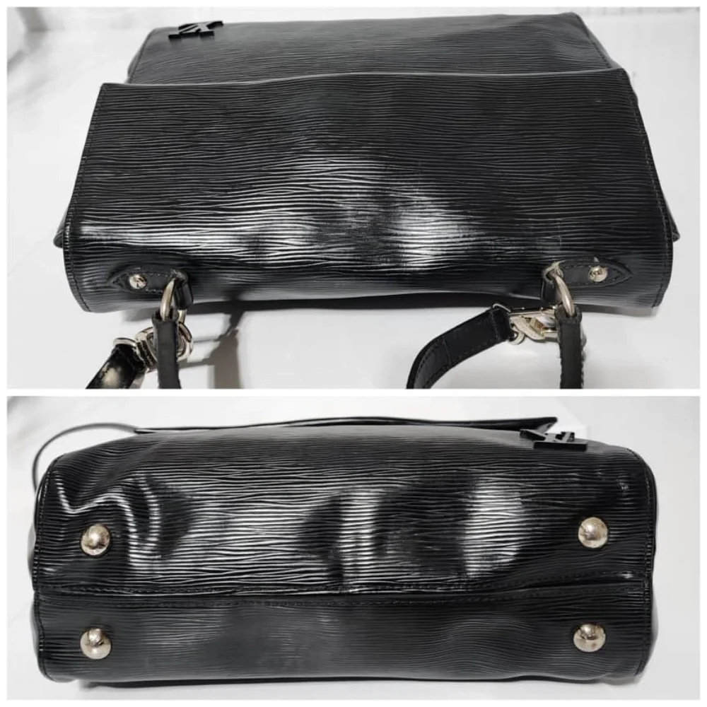 Authentic LOUIS VUITTON Epi Leather Cluny Satchel Bag Black